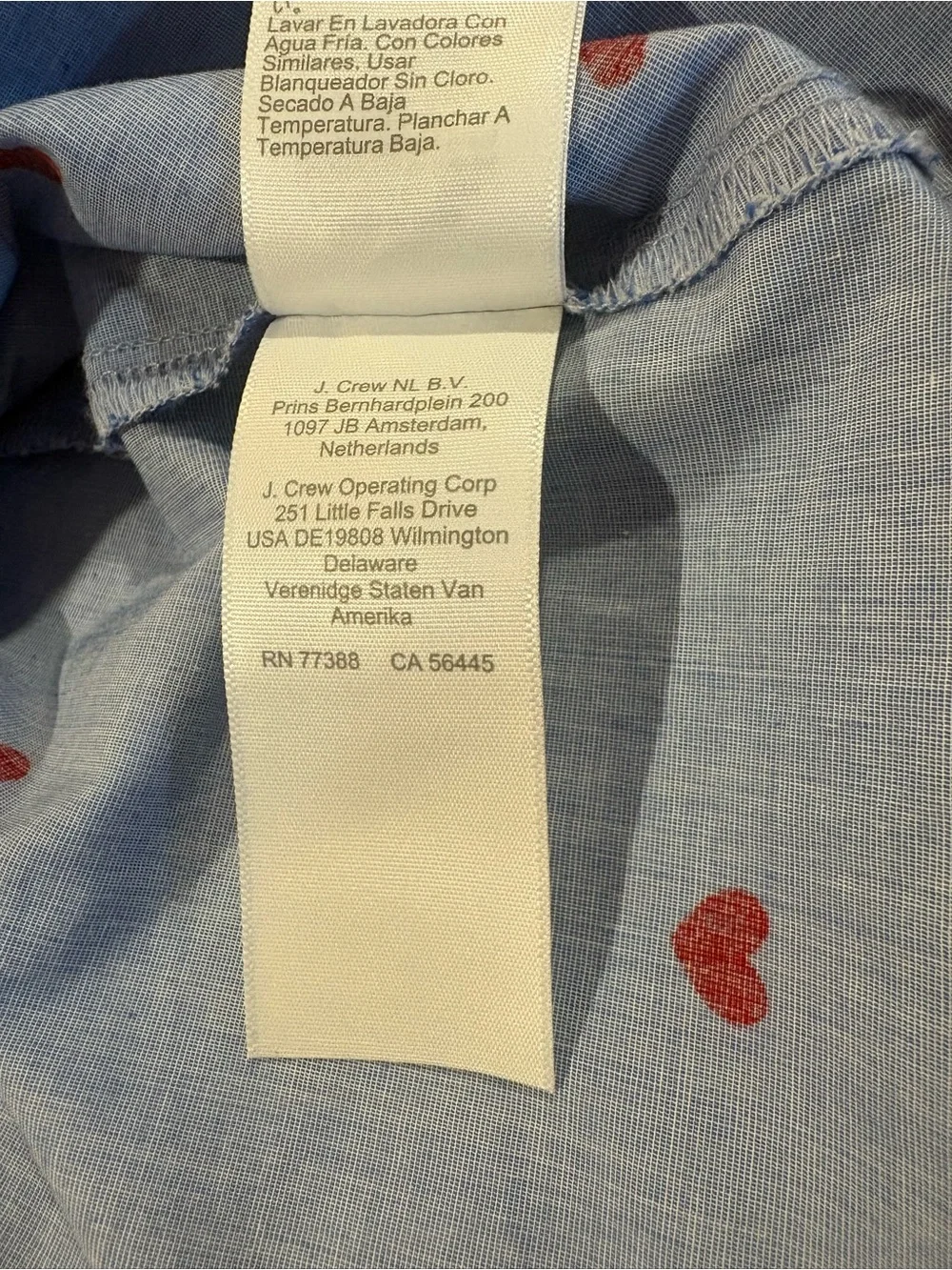 J. Crew Light Blue Heart-Print Button-Down Shirt Women’s Size XS NWOT
